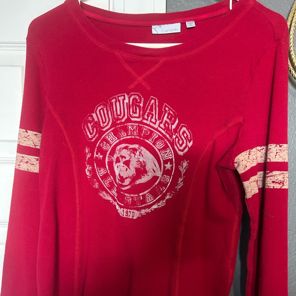 Curious Red Women's Sweatshirt with Graphic Design